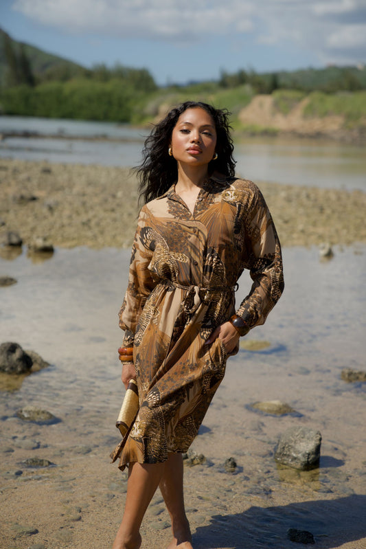 Pueo at Dusk & Loulu Button Down Dress