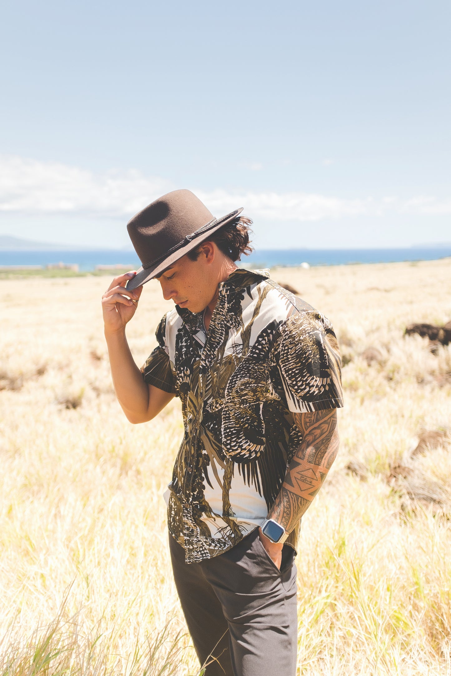 Pueo at Dusk & Loulu Tailored Aloha Shirt