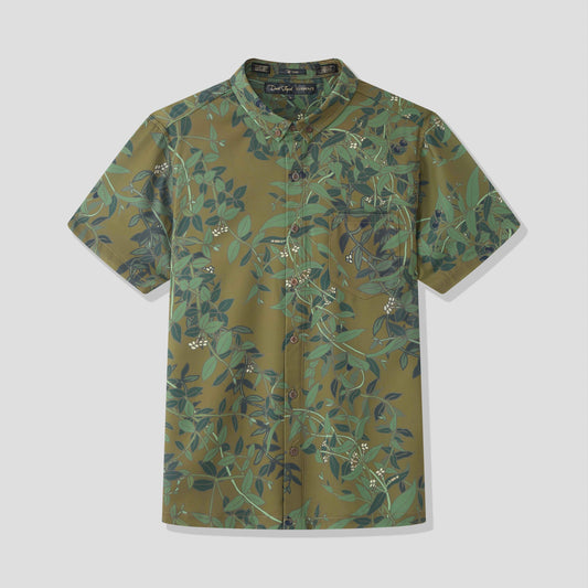 Maile Green Aloha Shirt (Iron Free)