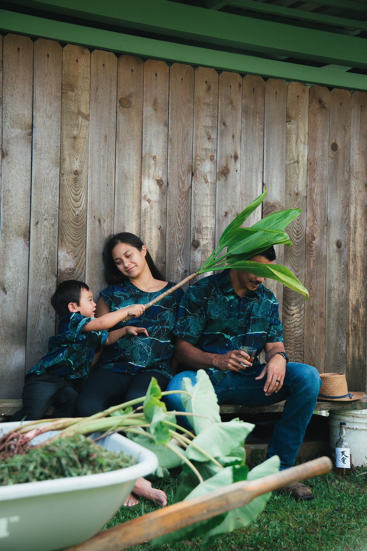 Boy's Kamapua'a Blue Aloha Shirt