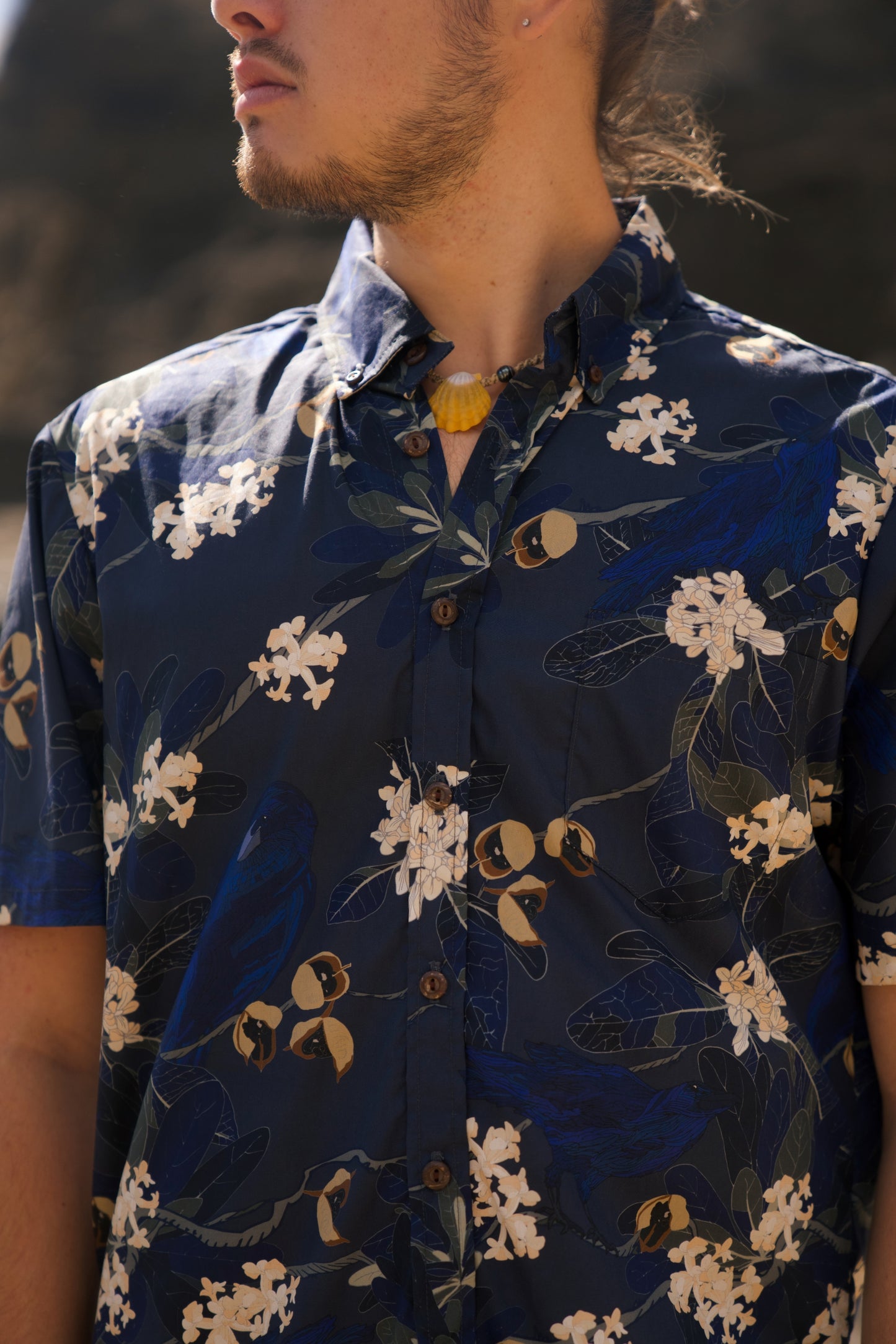 Hō‘awa & The ‘Alalā Dark Blue Aloha Shirt
