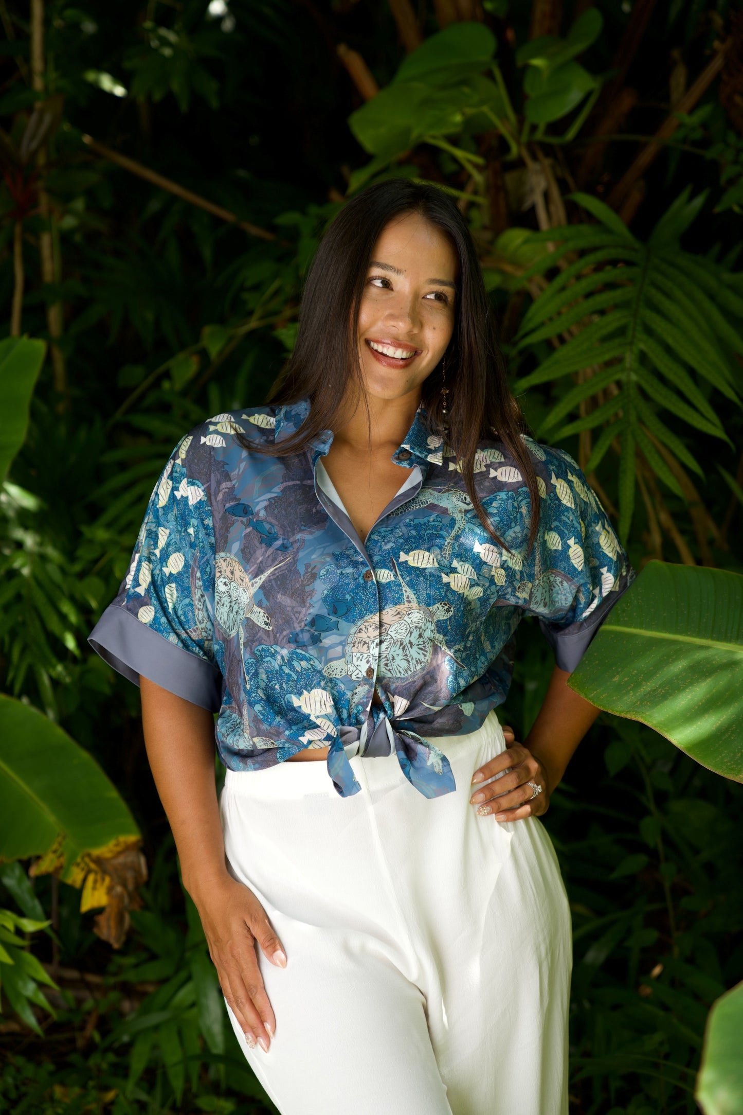 Honu Women's Kimono Sleeve Aloha Shirt