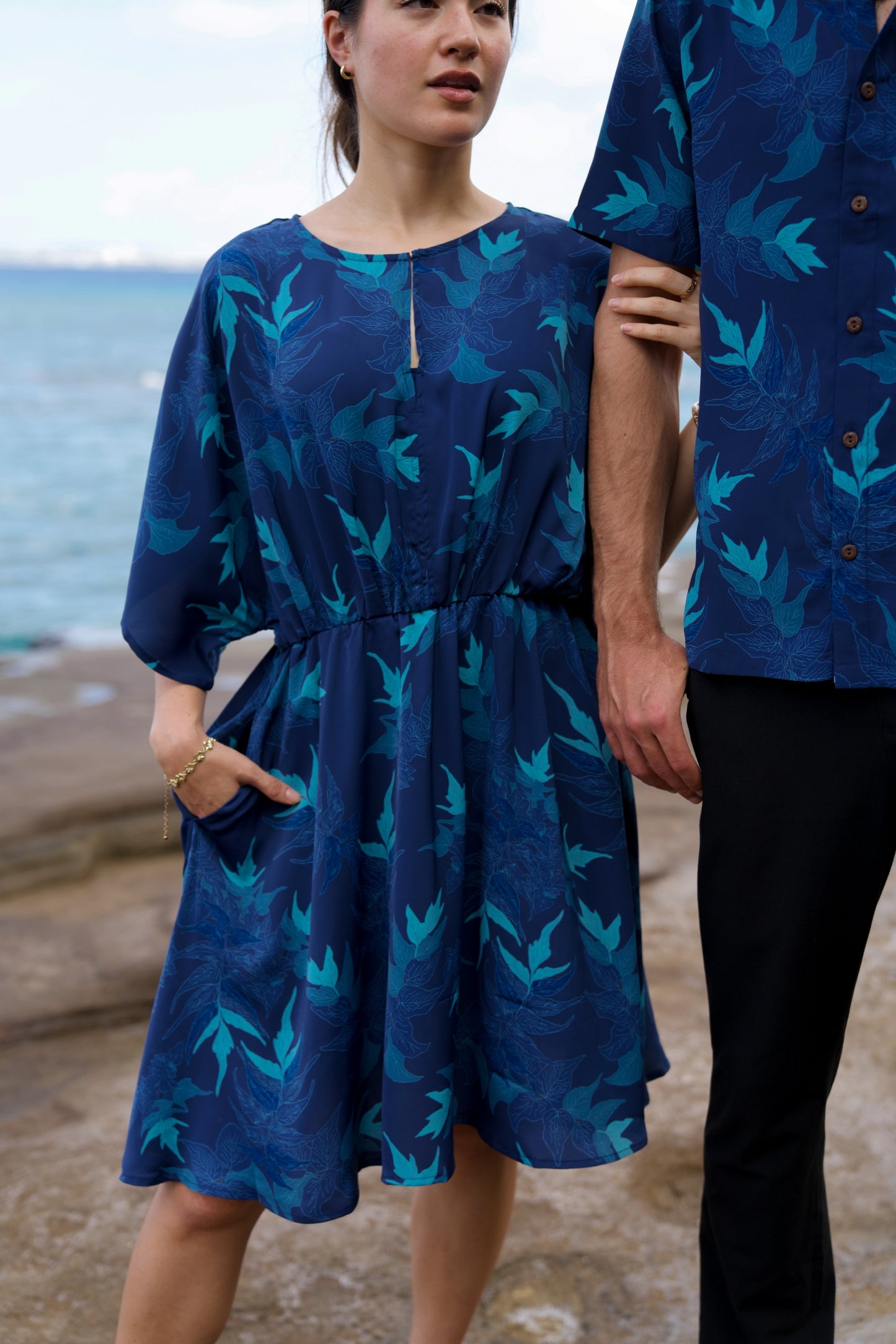 ‘Iwa‘Iwa Fern Blue Blouson Mini Dress