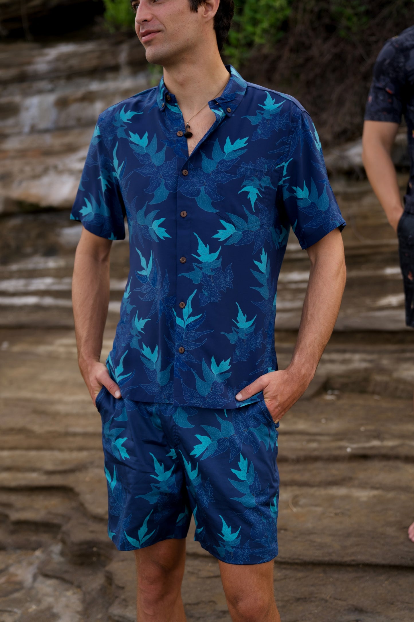 ‘Iwa‘Iwa Fern Navy Blue Reversible Shorts