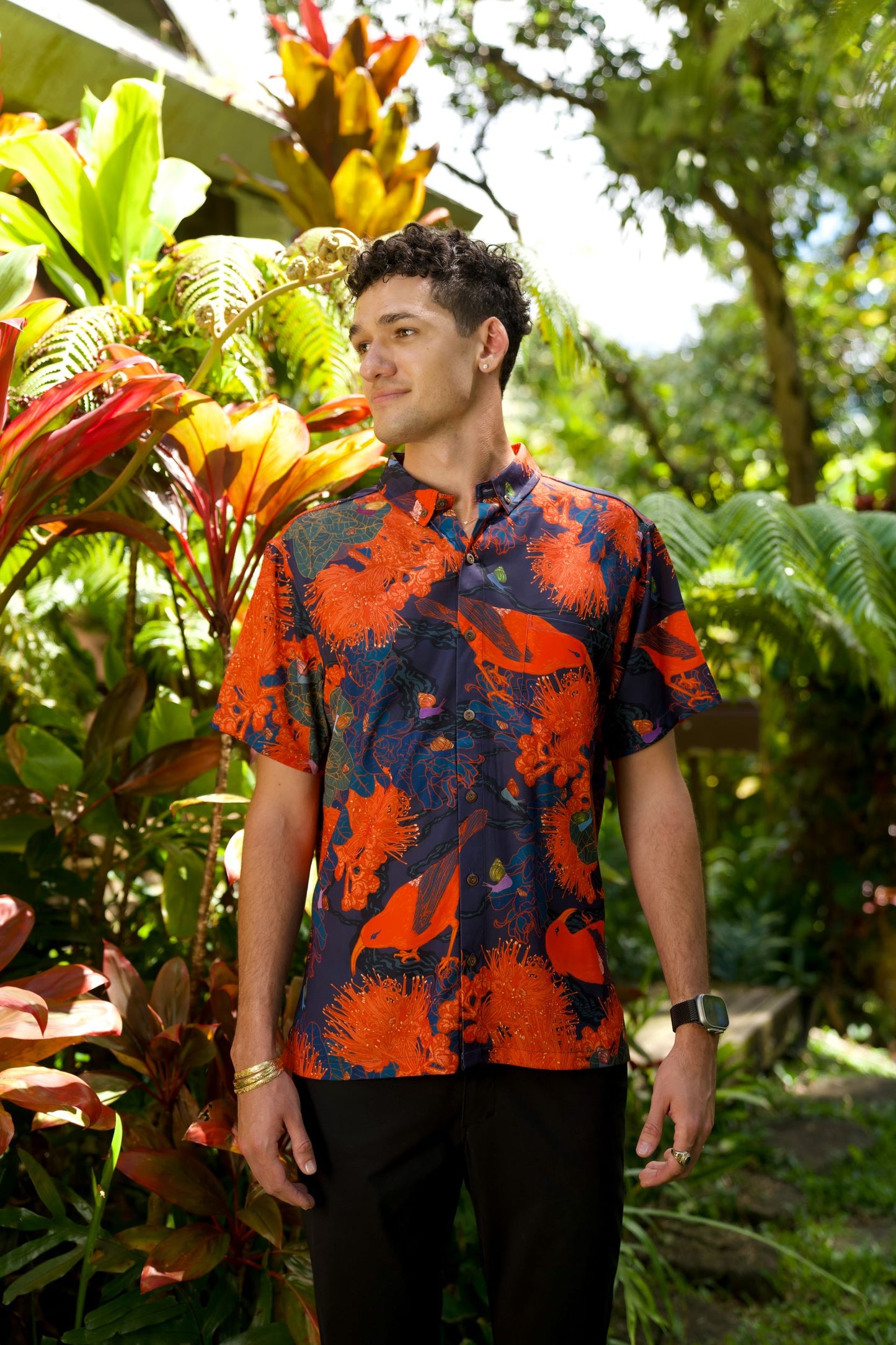 Kaniakapūpū Orange Aloha Shirt (Iron Free)