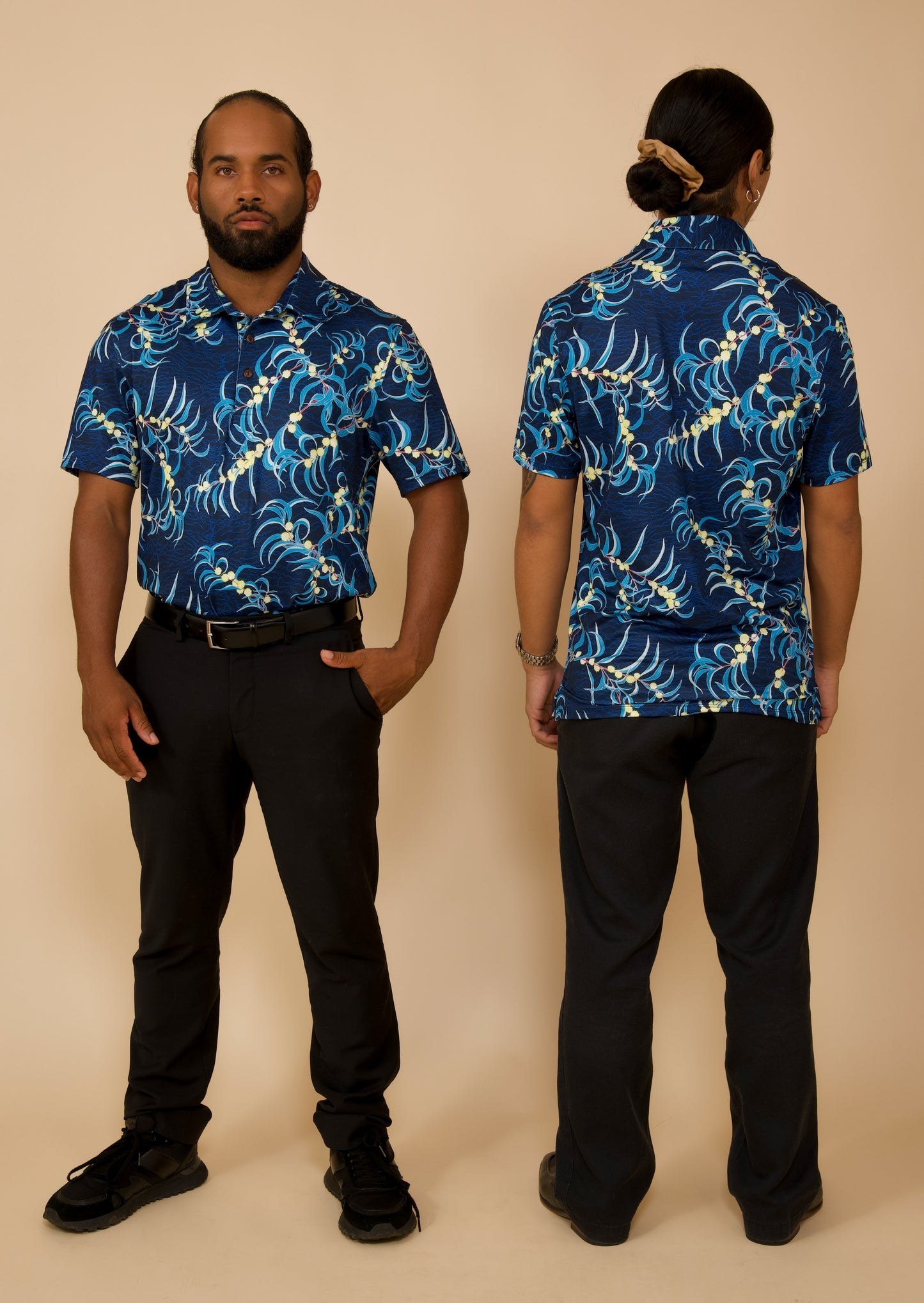 Koa Flowers and Roots Whisper Stretch Fit Polo Shirt