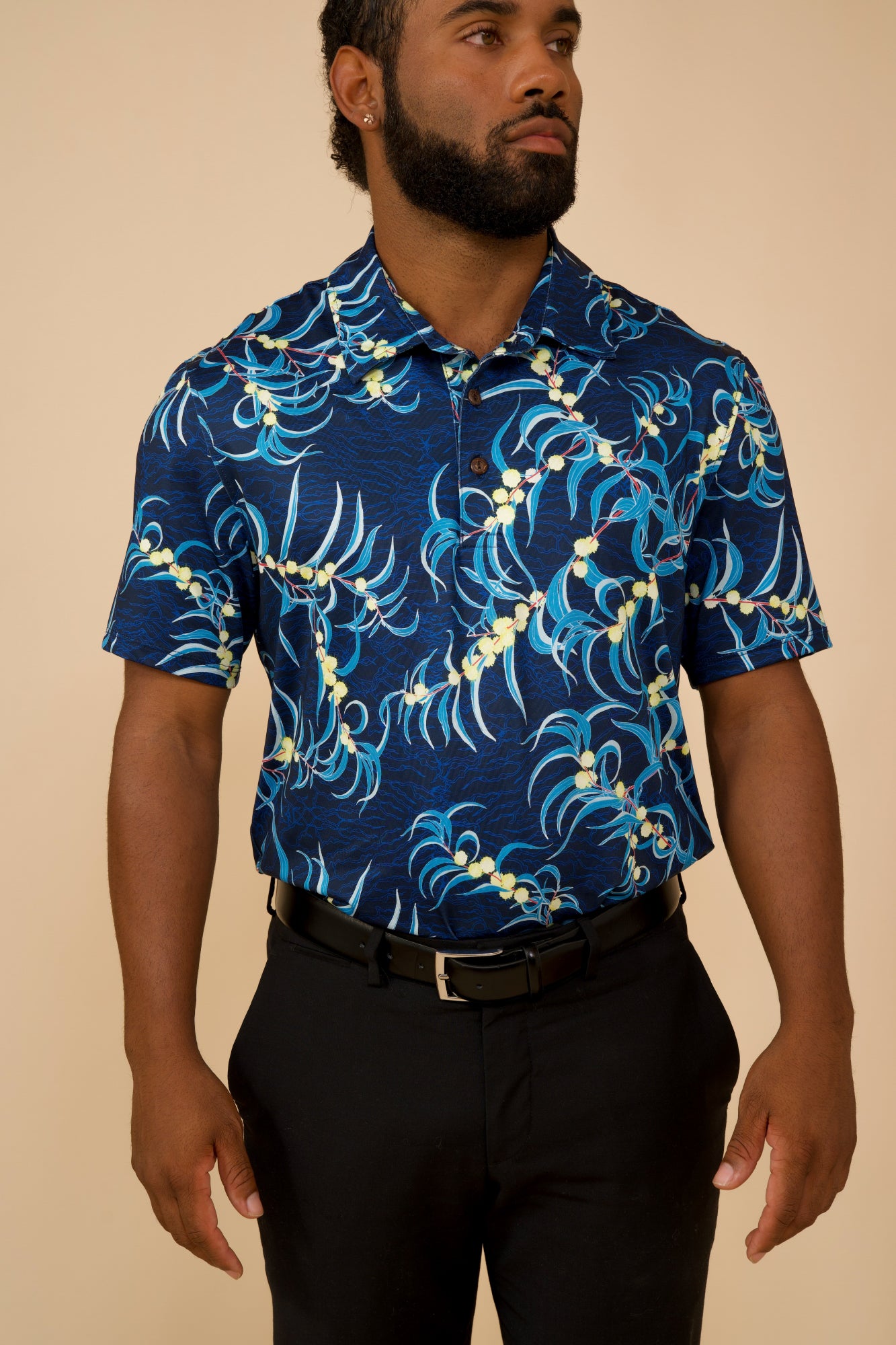 Koa Flowers and Roots Whisper Stretch Fit Polo Shirt
