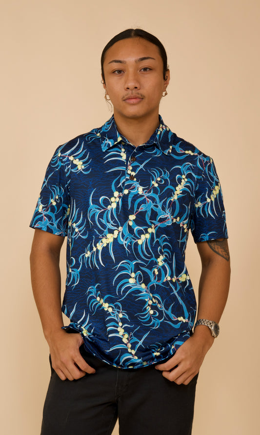 Koa Flowers and Roots Whisper Stretch Fit Polo Shirt