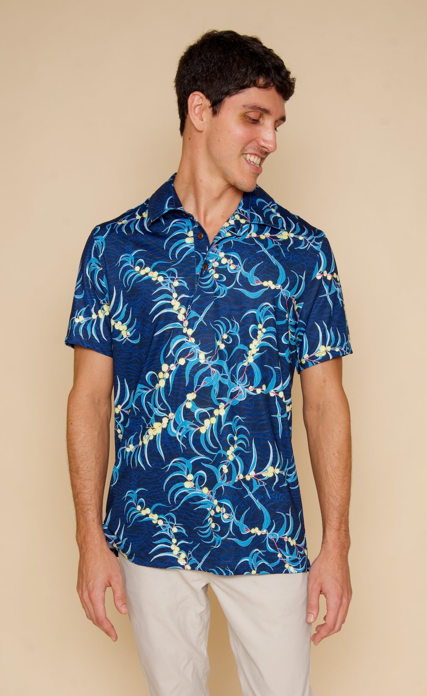 Koa Flowers and Roots Whisper Stretch Fit Polo Shirt