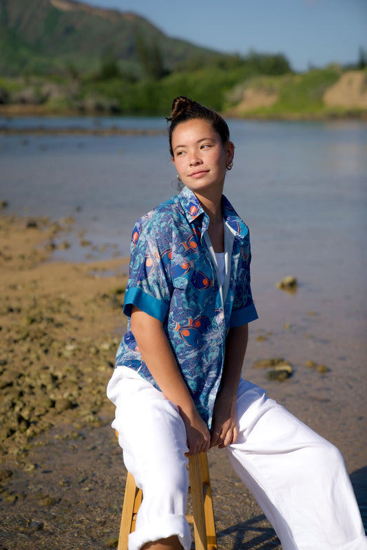 Pāku‘iku‘i Women's Kimono Sleeve Aloha Shirt