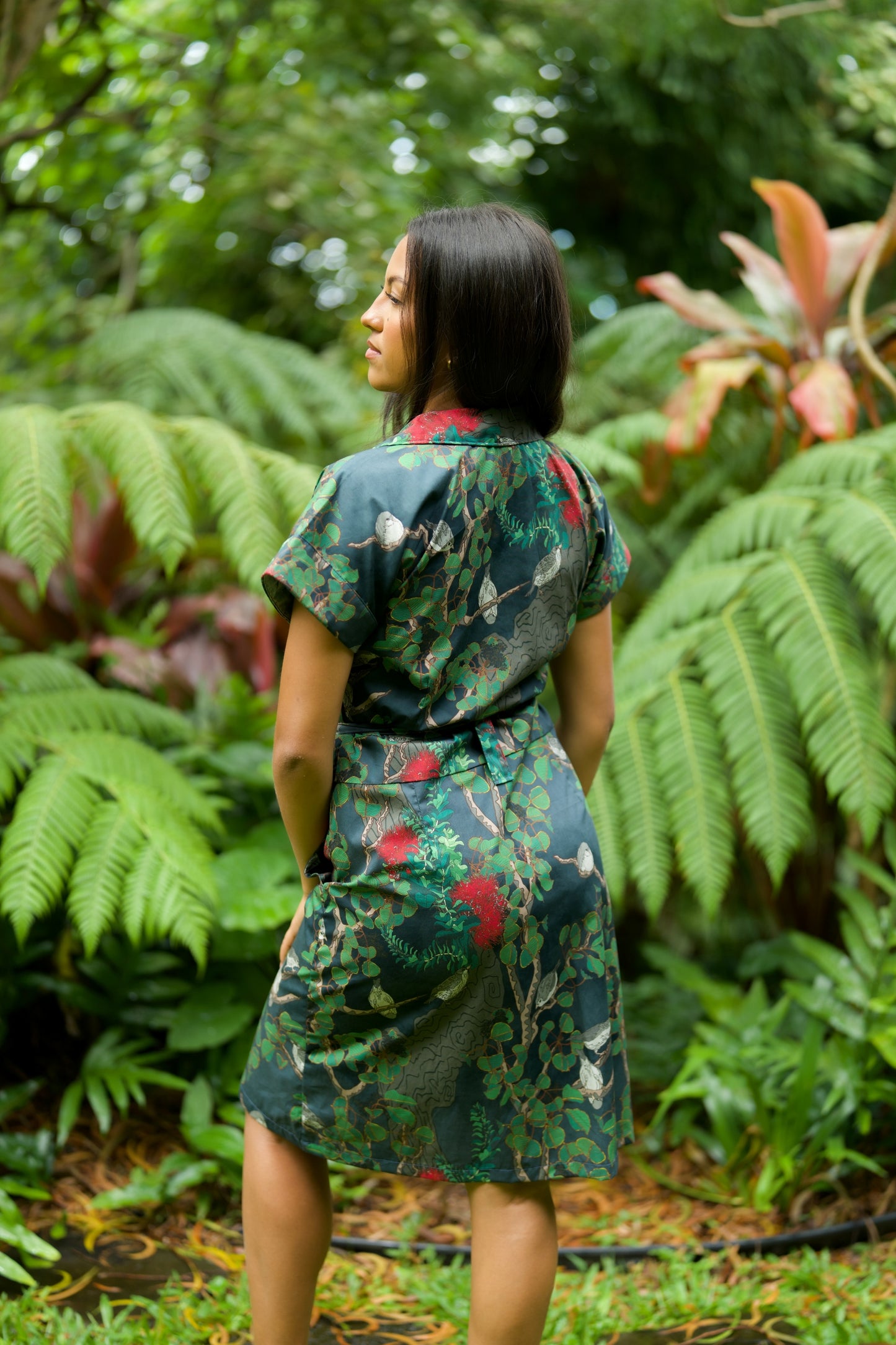 Vanishing ʻAkikiki Aloha Shirt Dress