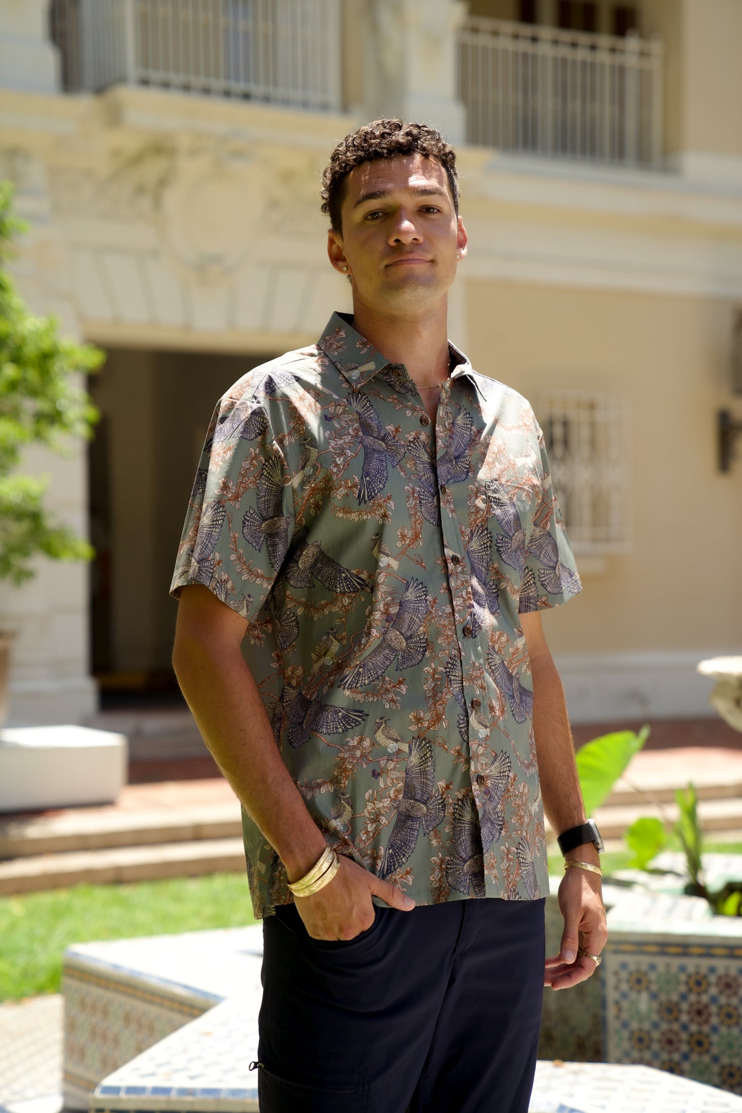 Io & 'Iliahi Sage Aloha Shirt