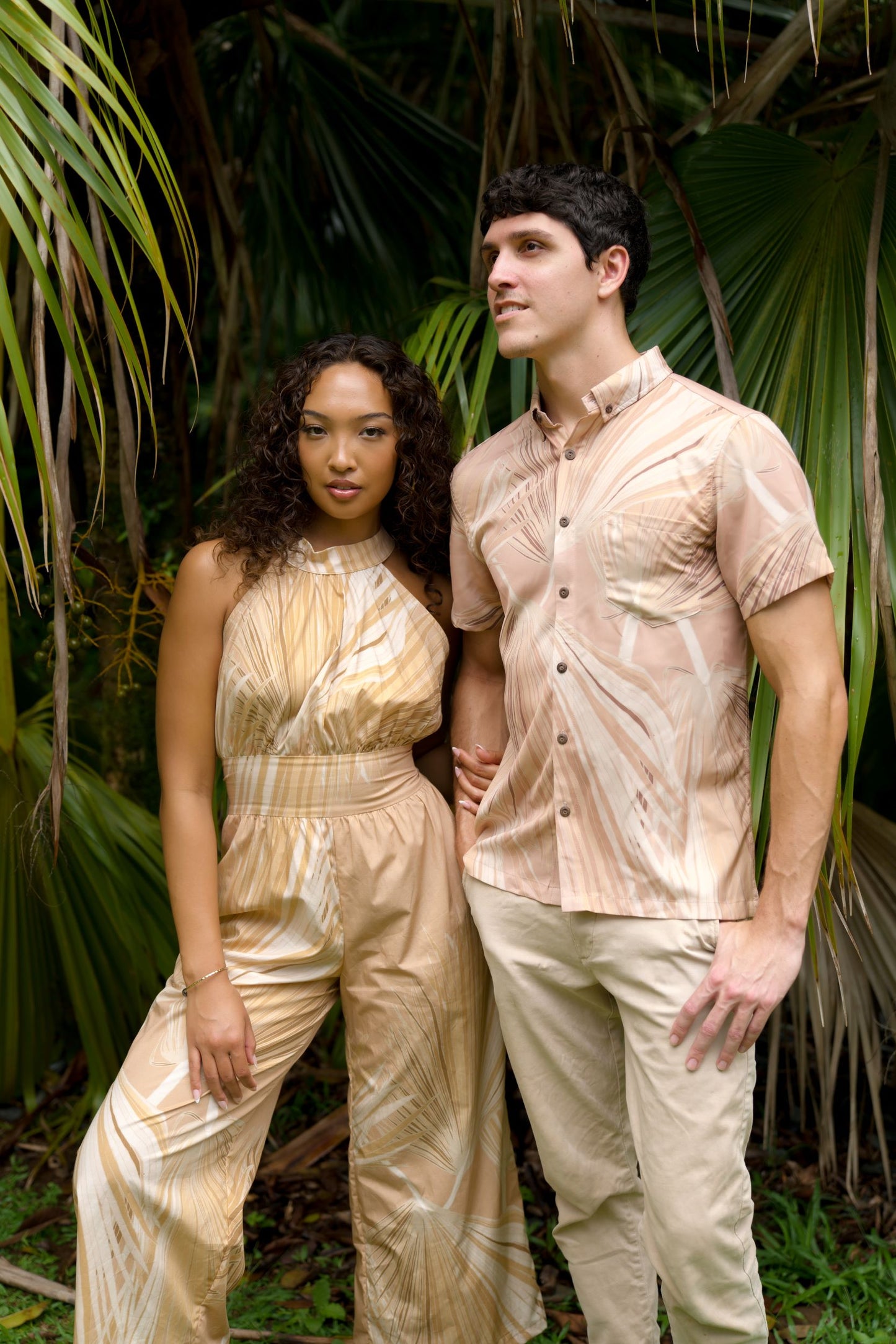 Loulu Beige Halter Jumpsuit