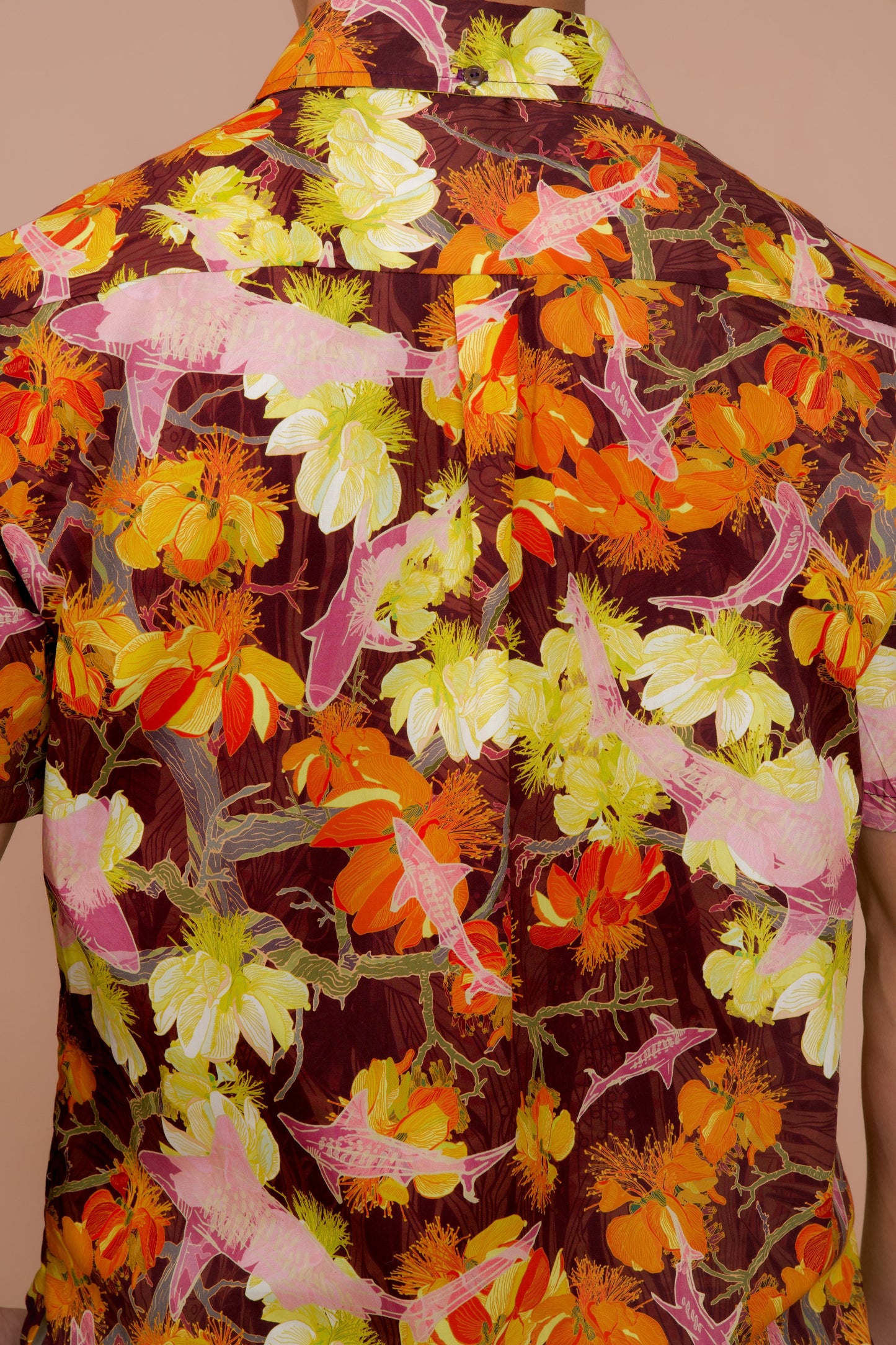 Watch for Sharks Burgundy Aloha Shirt