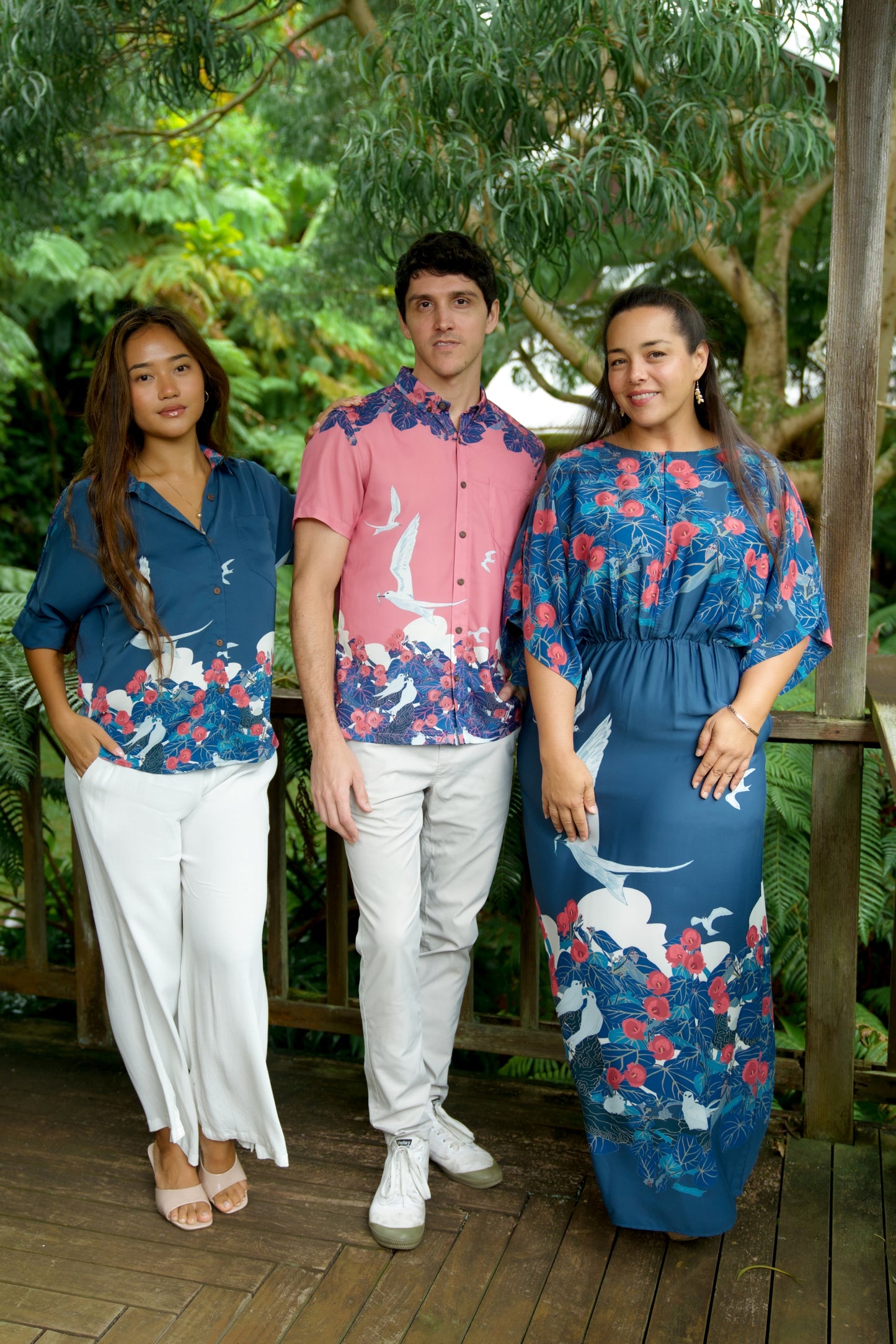 Manu-o-Kū & Hau Tree Pink Aloha Shirt (Iron Free)