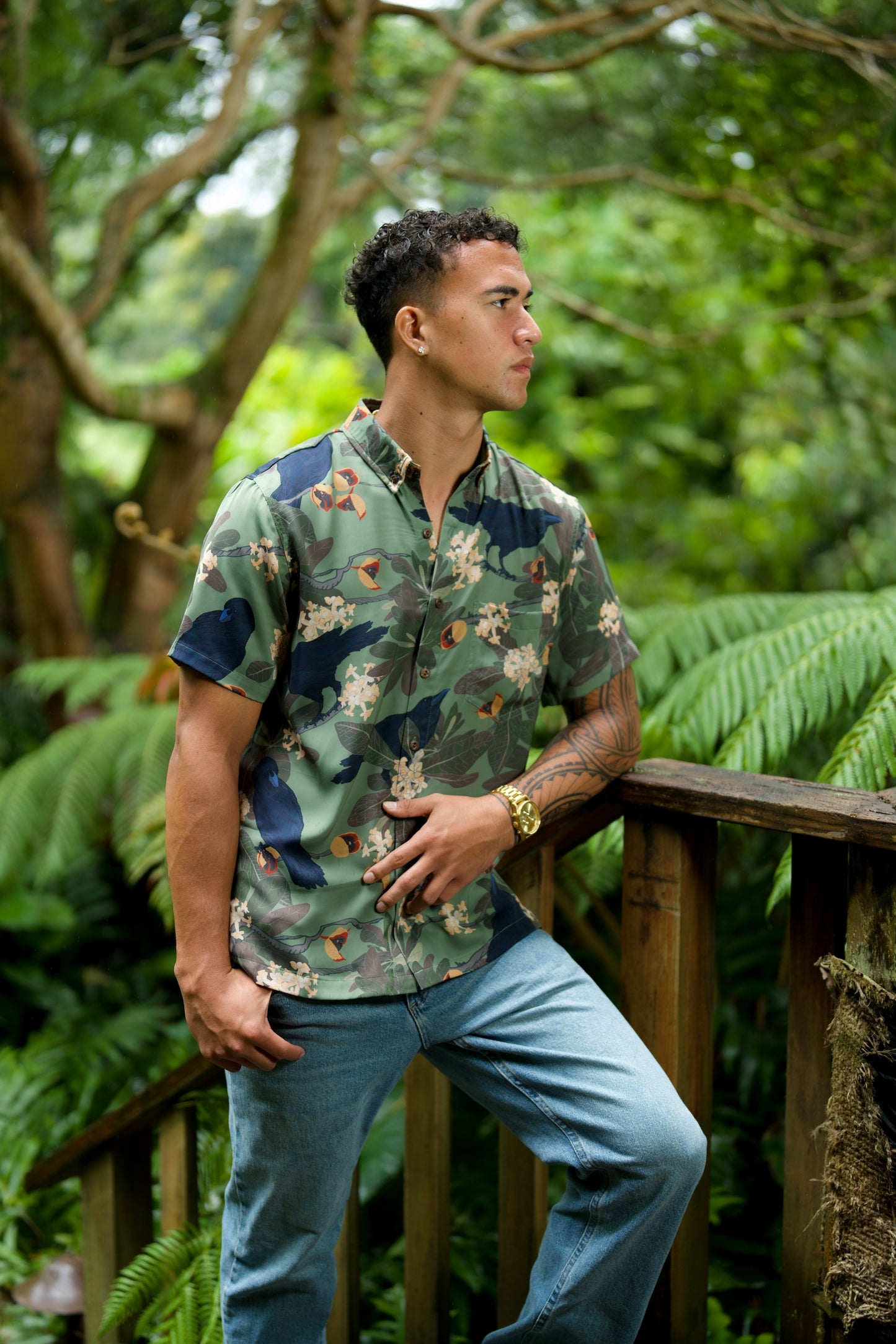 Hō‘awa & The ‘Alalā Sage Aloha Shirt (Iron Free)