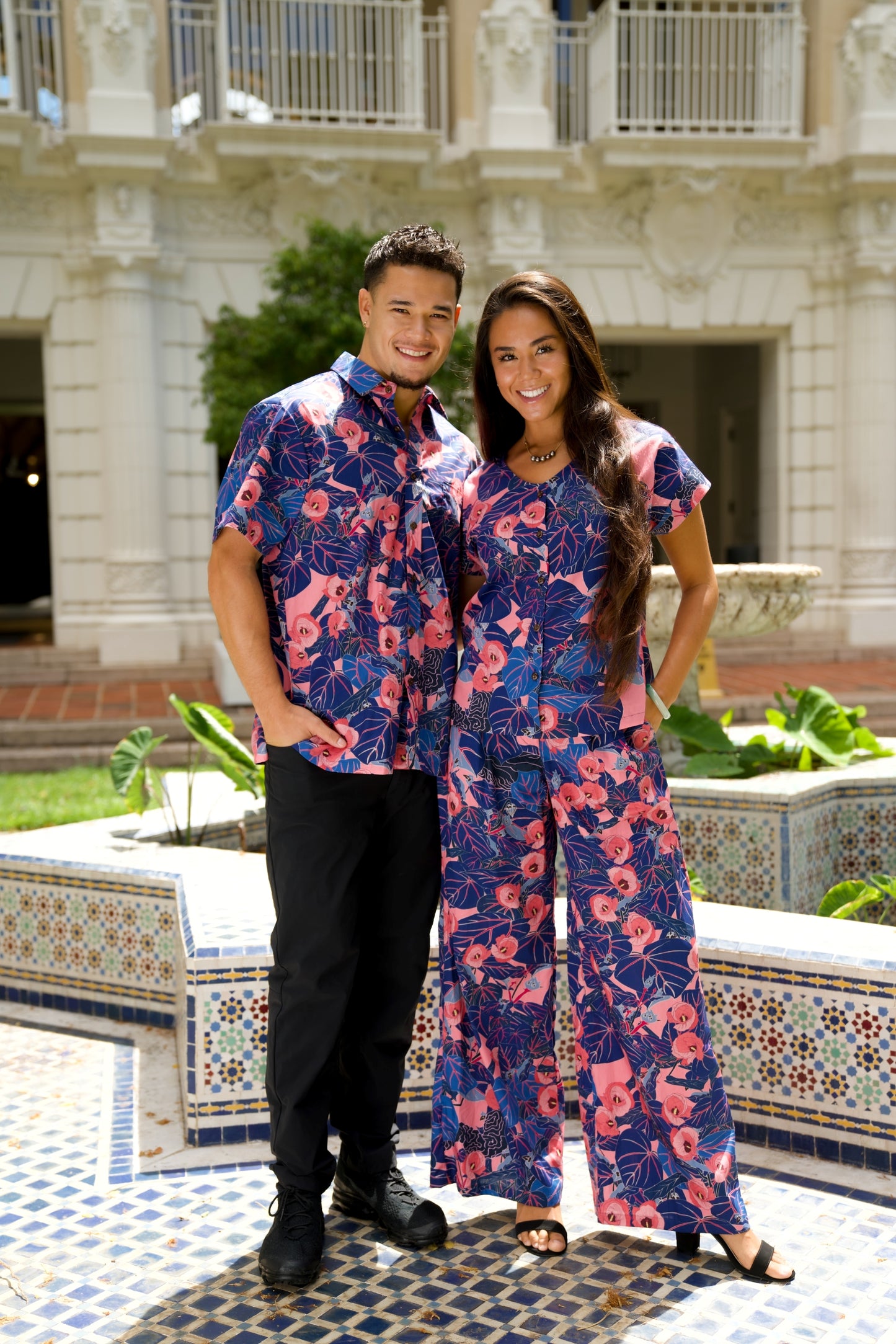 Flowering Hau Pink V-Neck Blouse