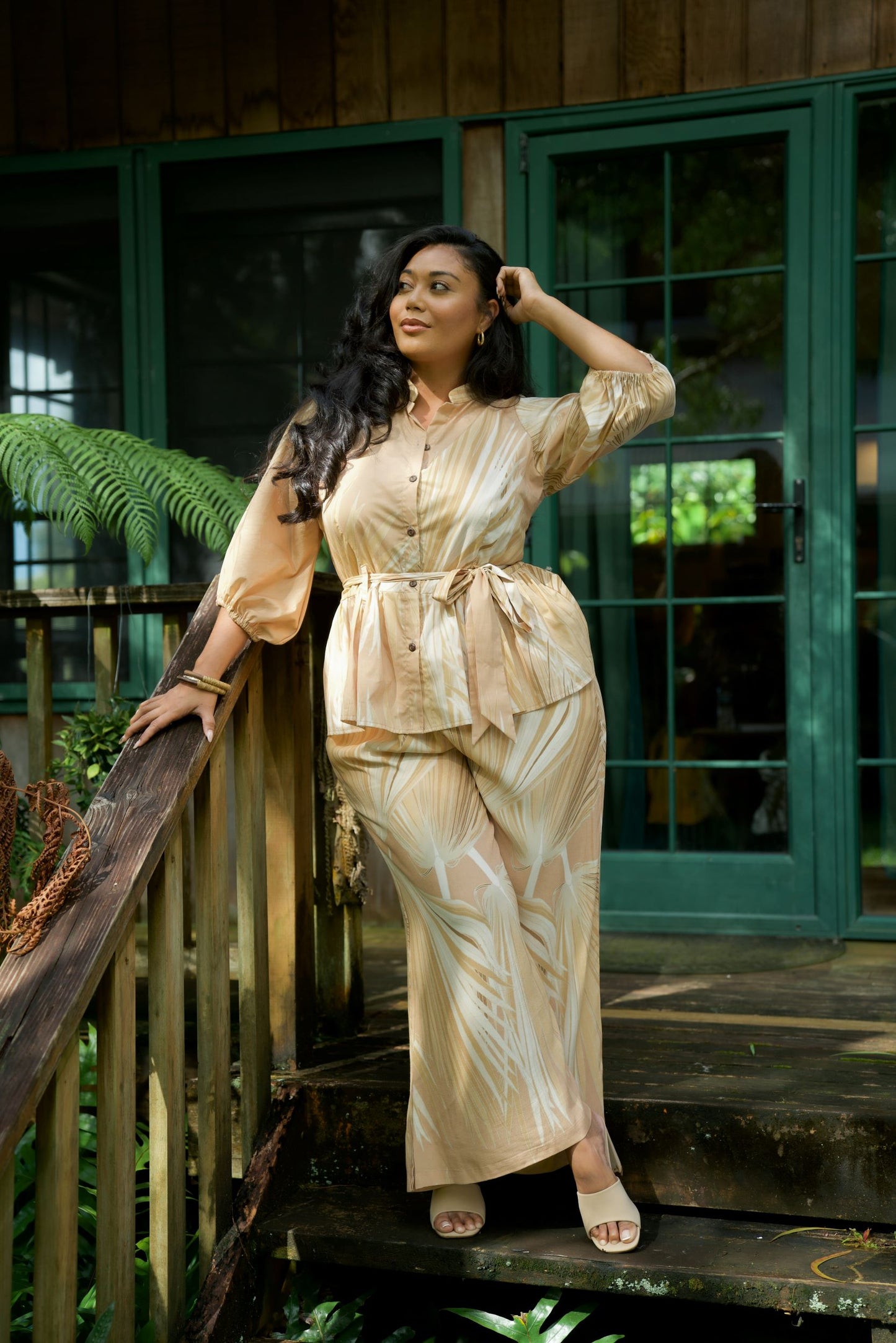 Loulu Beige Tie Waist Blouse