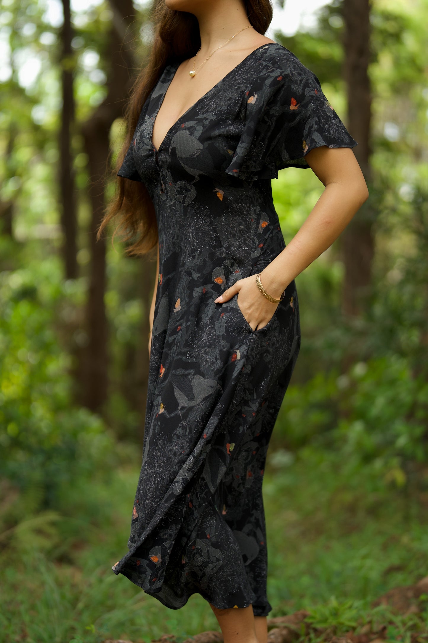 Kaniakapūpū Dark Forest Hourglass Dress