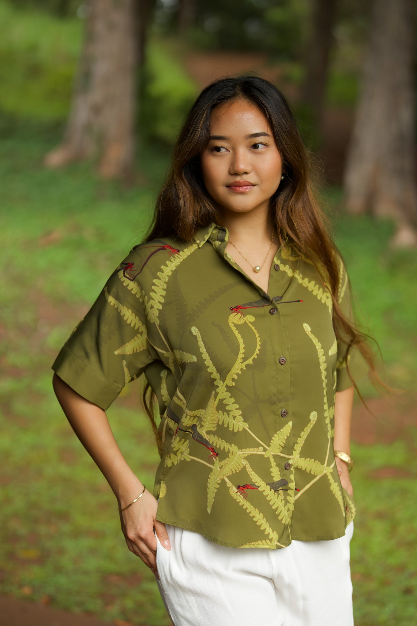 Pinapinao & Uluhe Women's Kimono Sleeve Aloha Shirt