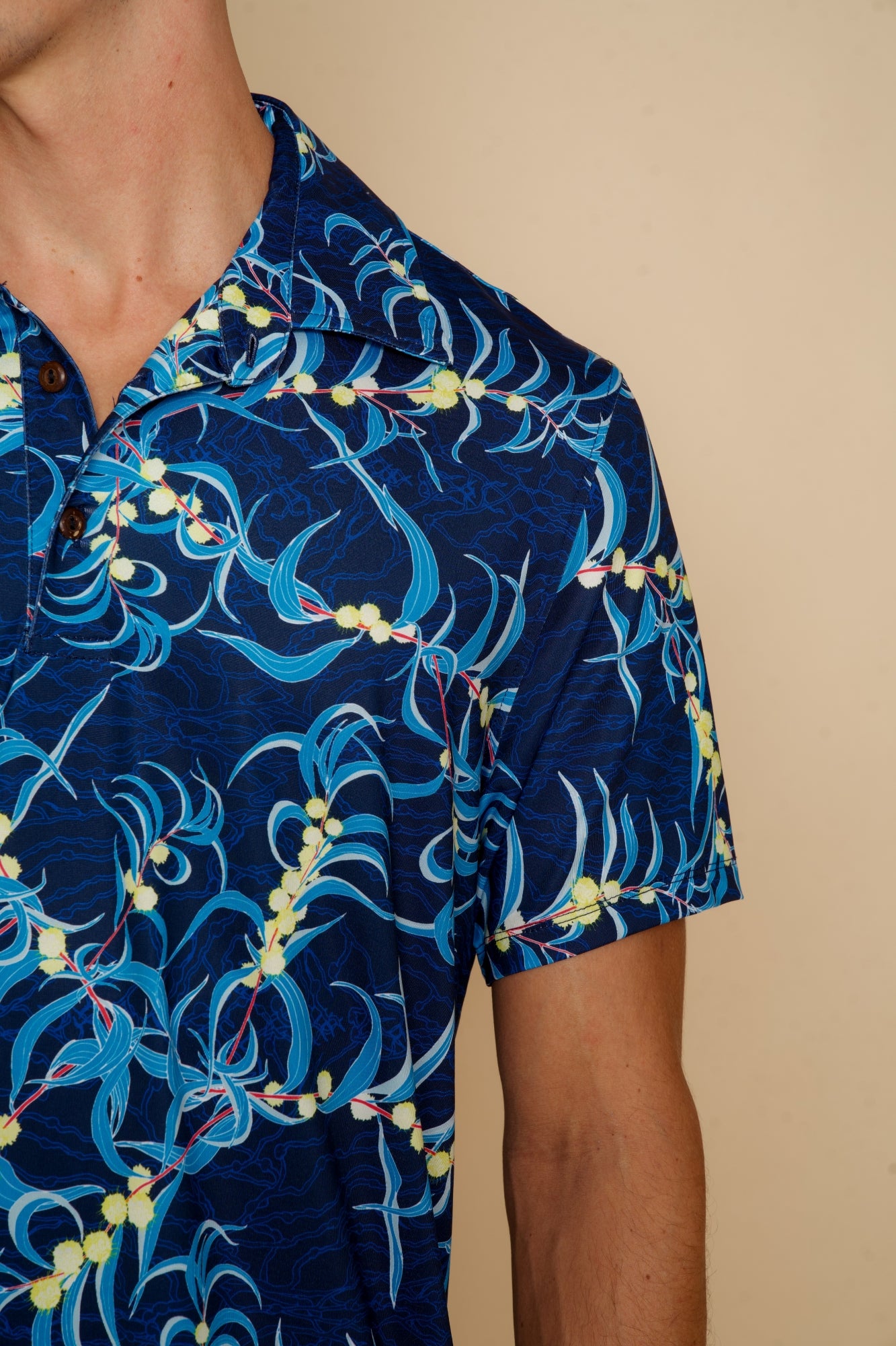Koa Flowers and Roots Whisper Stretch Fit Polo Shirt
