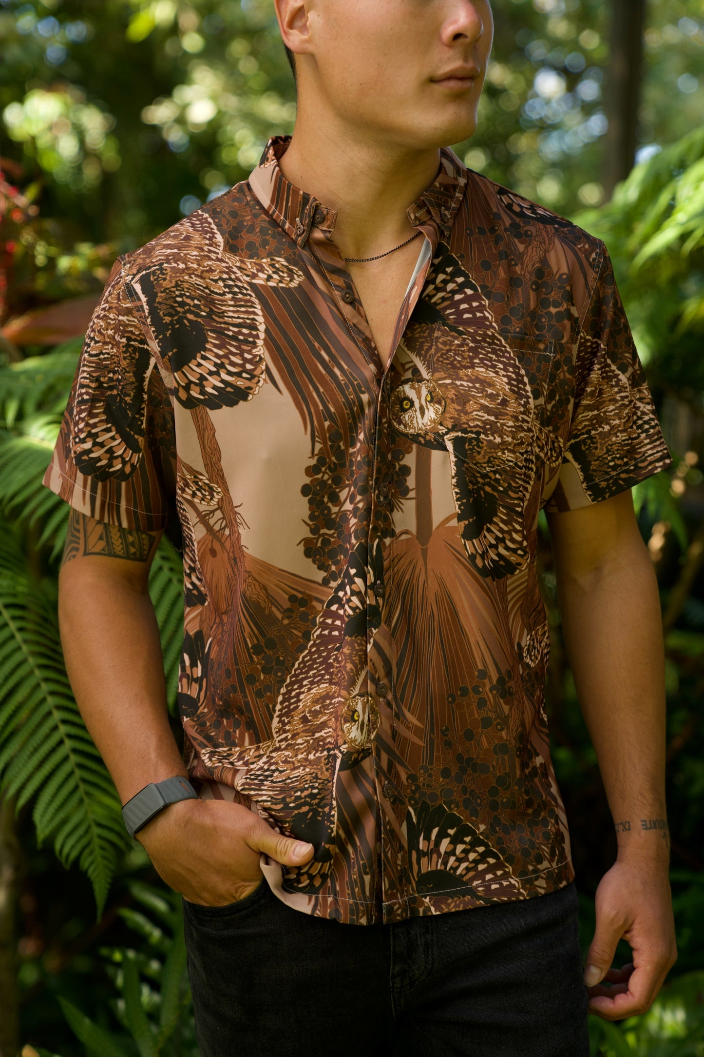 Pueo at Dusk & Loulu Aloha Shirt (Iron Free)