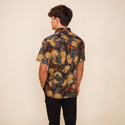 Kaniakapūpū Midnight Lehua Mamo Aloha Shirt