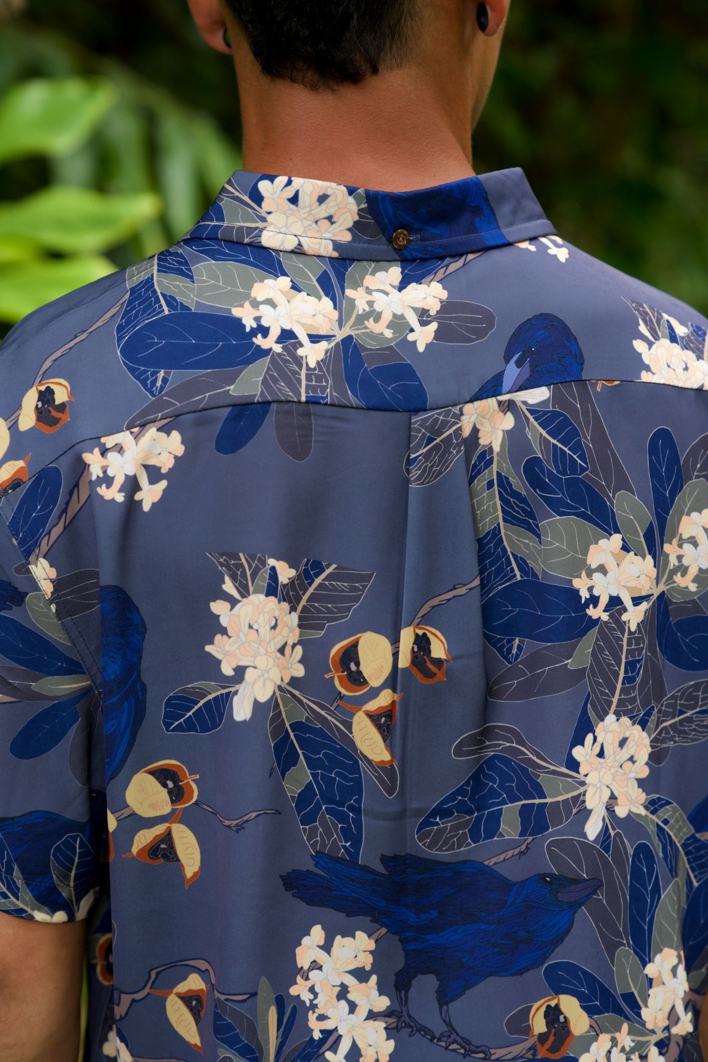 Hō‘awa & The ‘Alalā Blue Aloha Shirt (Iron Free)