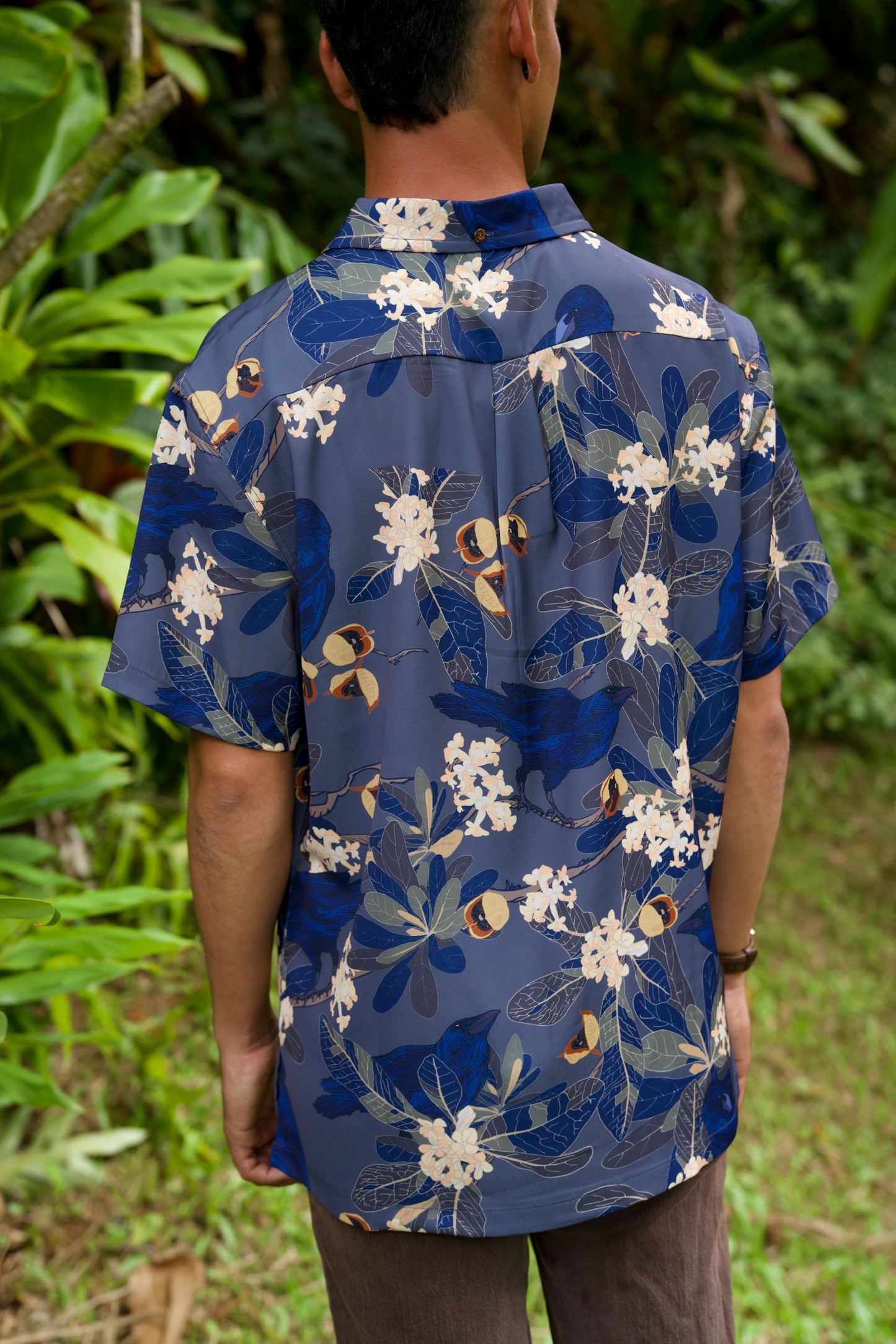 Hō‘awa & The ‘Alalā Blue Aloha Shirt (Iron Free)
