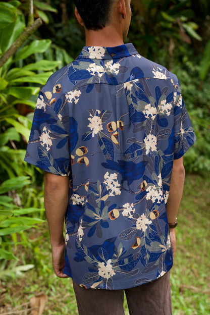 Hō‘awa & The ‘Alalā Blue Aloha Shirt (Iron Free)
