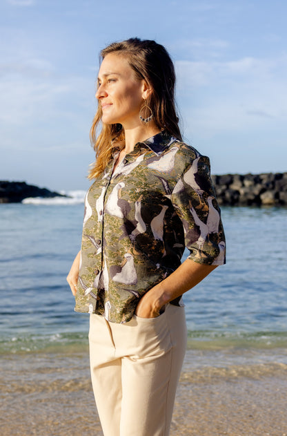 Albatross Colony Women's Half-sleeve Aloha Shirt