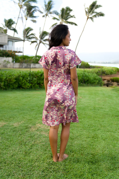 ‘Ōhelo & ʻŌmaʻo Purple Aloha Shirt Dress