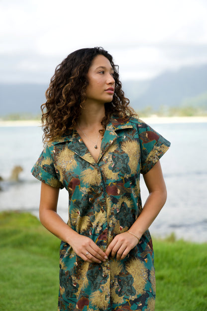 Kaniakapūpū Mamo Aloha Shirt Dress
