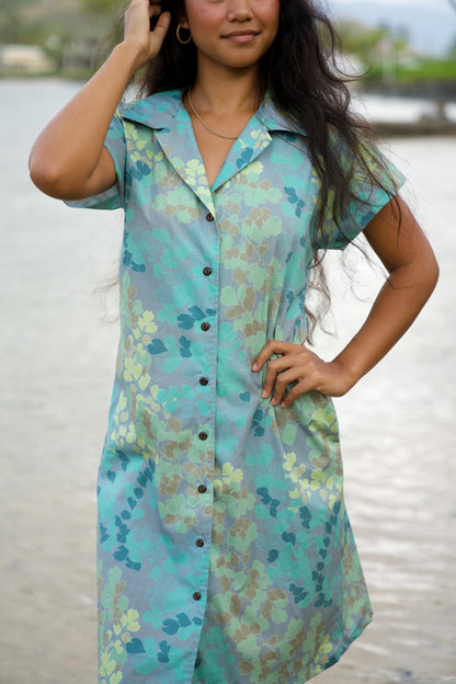 Maidenhair Fern Aloha Shirt Dress