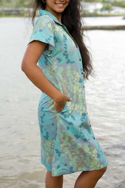Maidenhair Fern Aloha Shirt Dress