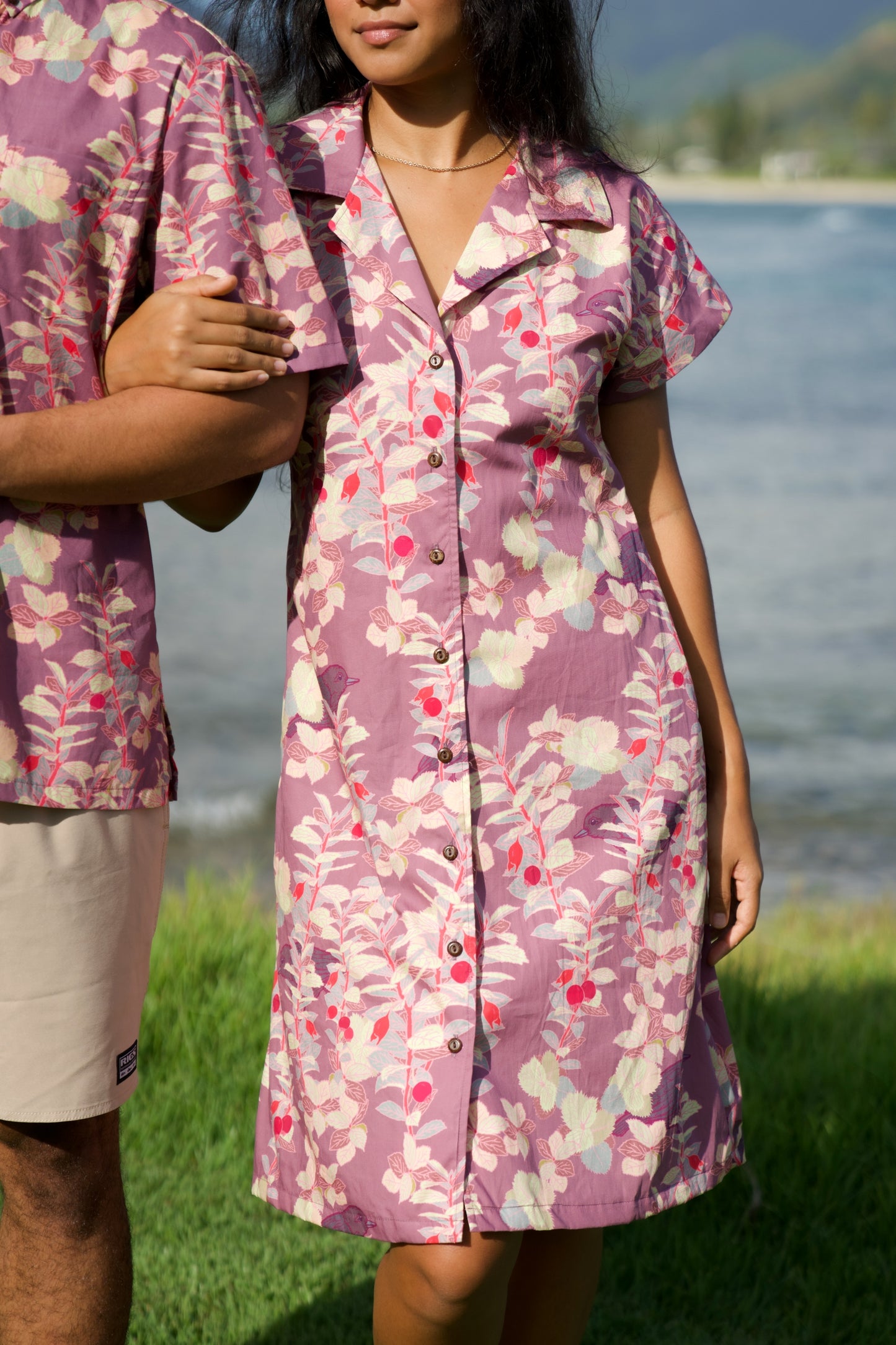 ‘Ōhelo & ʻŌmaʻo Purple Aloha Shirt Dress