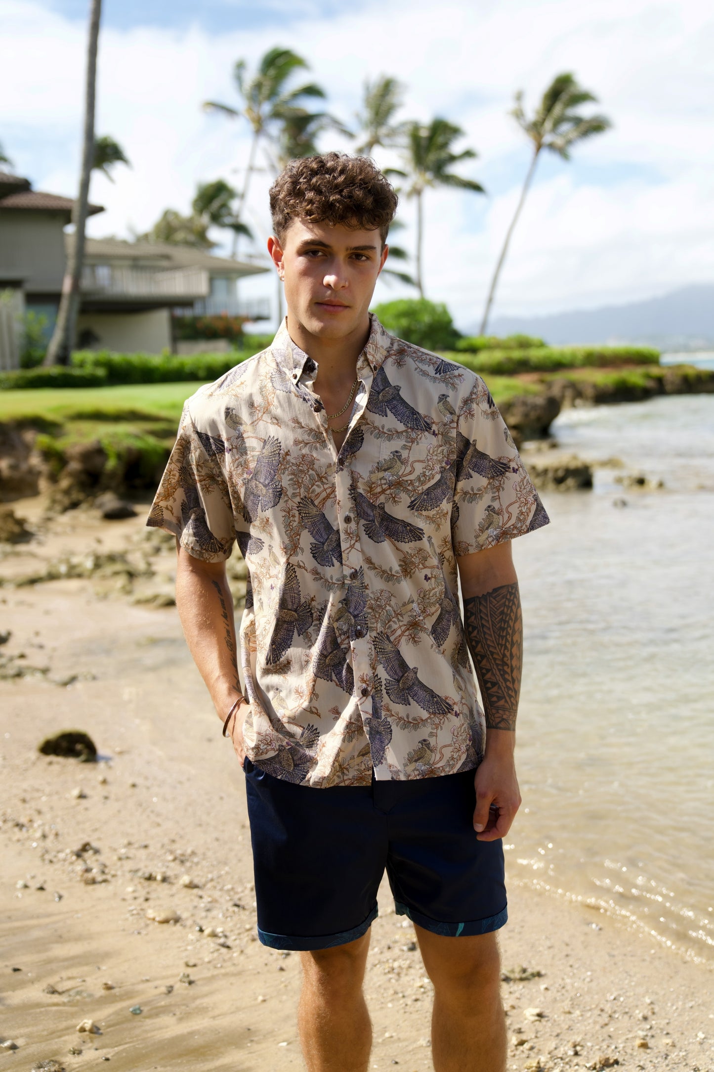 'Io & 'Iliahi Beige Aloha Shirt