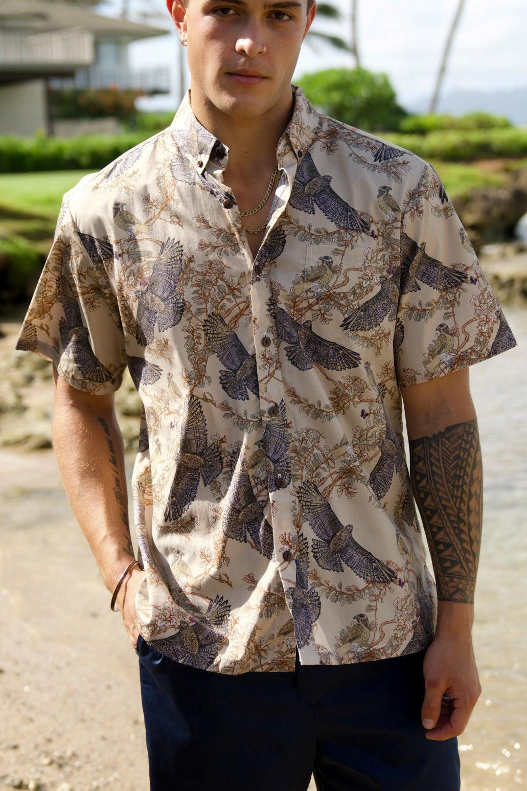 'Io & 'Iliahi Beige Aloha Shirt
