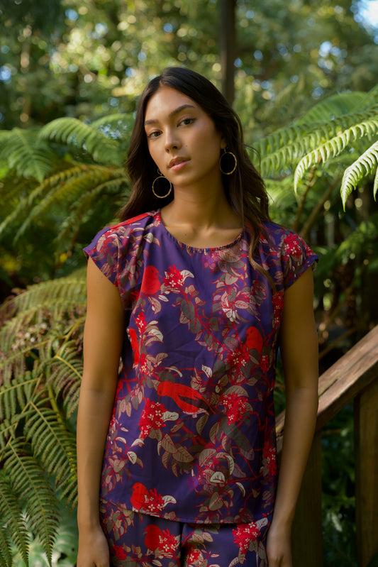‘Apapane & ‘ Iliahi Cap Sleeve Blouse