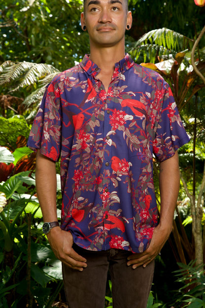 ‘ Apapane & ‘ Iliahi Iron Free Aloha Shirt