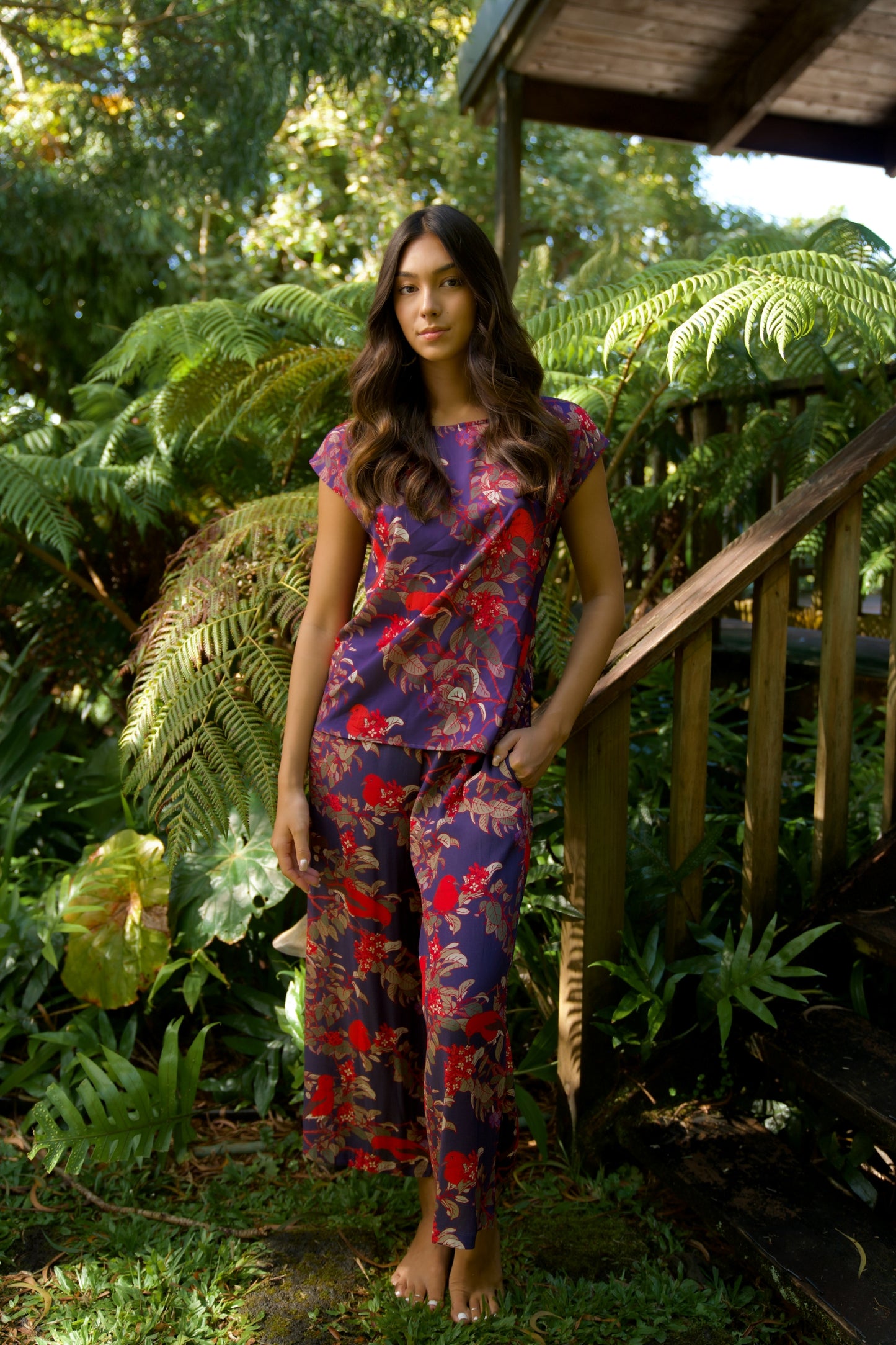 ‘Apapane & ‘ Iliahi Cap Sleeve Blouse