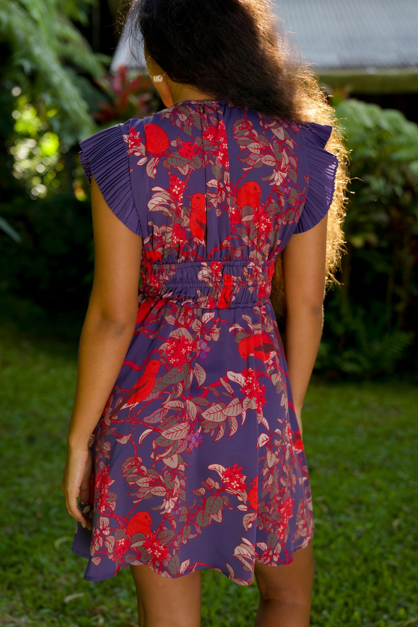 ‘Apapane & ‘ Iliahi Ruffle-Sleeve Dress