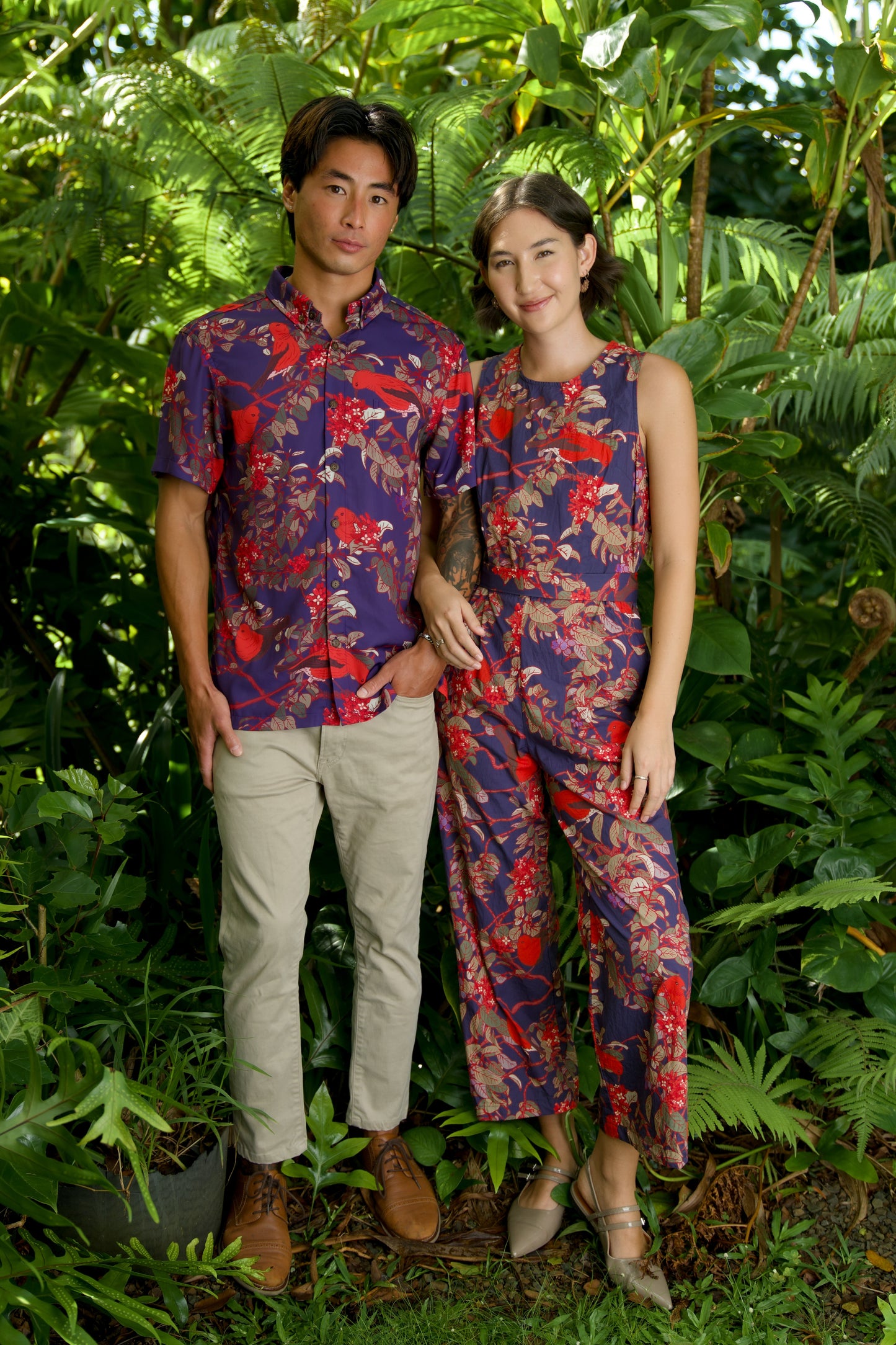 ‘ Apapane & ‘ Iliahi Iron Free Aloha Shirt