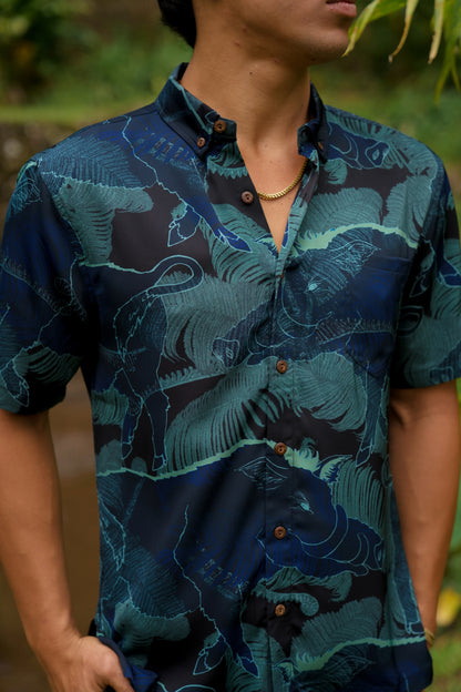Kamapua'a Navy Aloha Shirt (Iron Free)