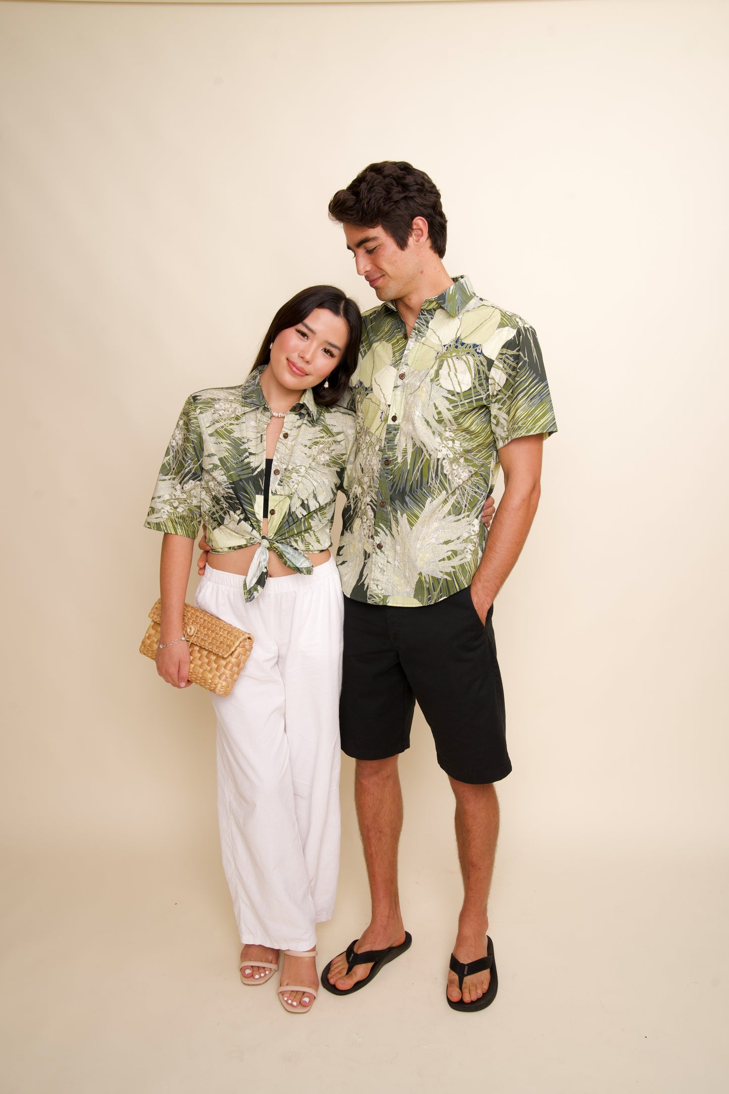 Coconut Flower, Fruit, & Fronds Women's Half-sleeve Aloha Shirt