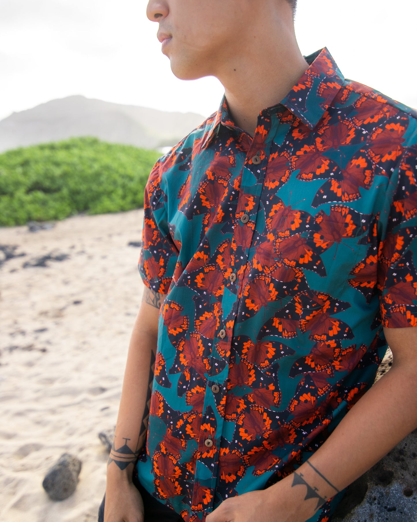 Kamehameha Butterflies Aloha Shirt