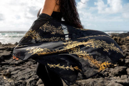 Maile Gold & Black Draping Cover-up