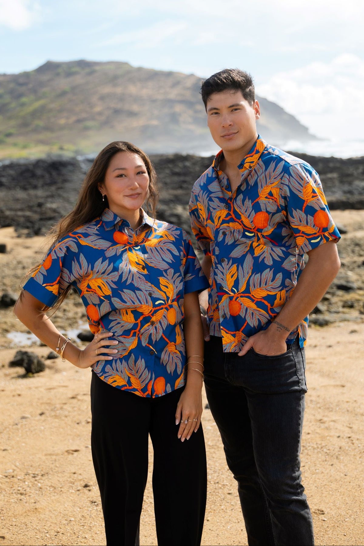 ʻUlu Orange & Blue Aloha Shirt