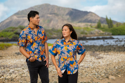 ʻUlu Orange & Blue Aloha Shirt