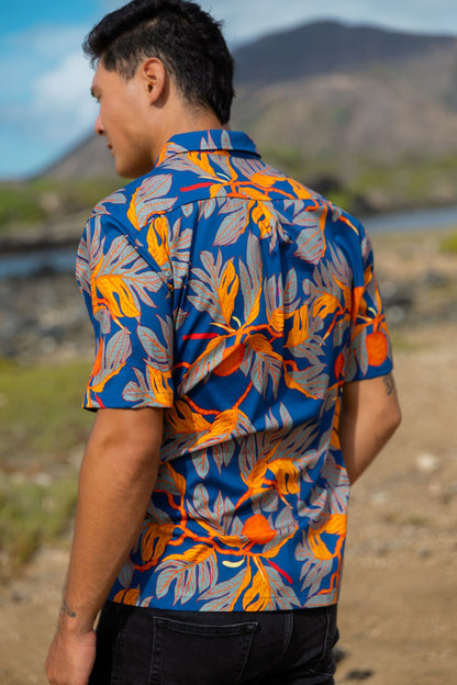 ʻUlu Orange & Blue Aloha Shirt